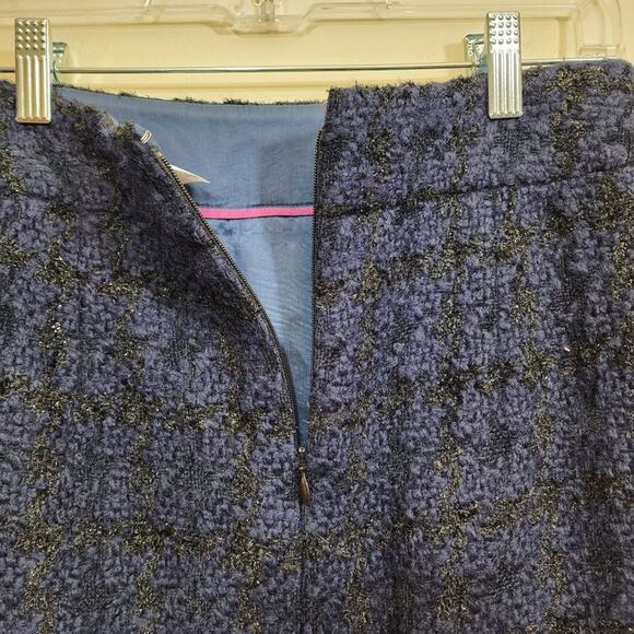 J. Crew factory NWT black & blue wool blend tweed plaid pencil skirt womans sz 0 - Picture 7 of 8